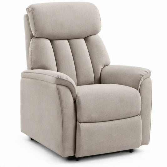 Beige relaxfauteuil met handmatig verstelbare rugleuning en voetensteun, 85 x 92 x 105 cm
