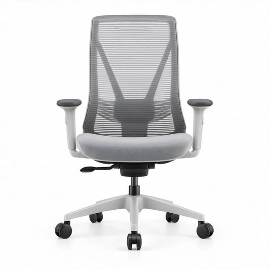 Ergonomische draaibare bureaustoel met hoge rugleuning, verstelbare armleuningen, 65 x 65 x 98-108 cm, Grijs/Zwart/Lichtgrijs