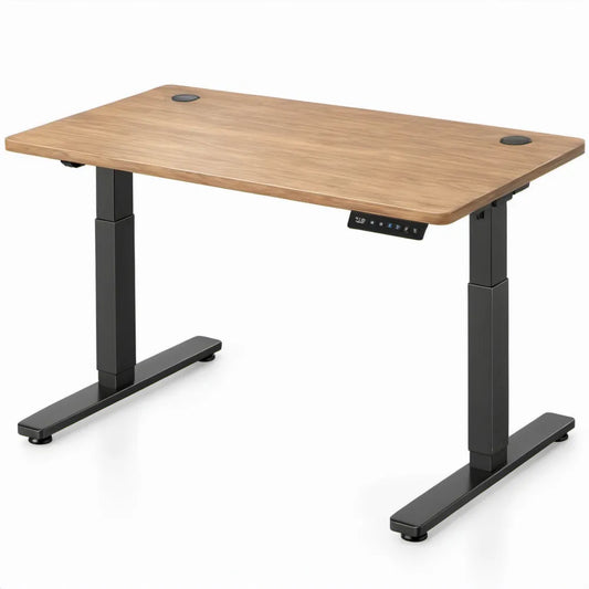 Elektrisch zit-sta bureau 120 x 60 cm eikenlook/zwart met geheugenbediening
