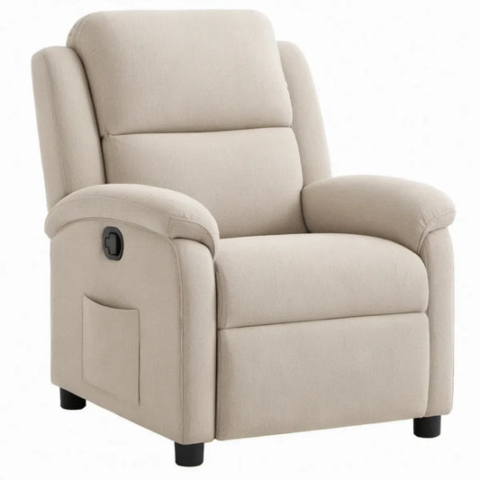 Handmatig verstelbare relaxfauteuil lichtbeige/zwart, 85 x 94 x 102 cm